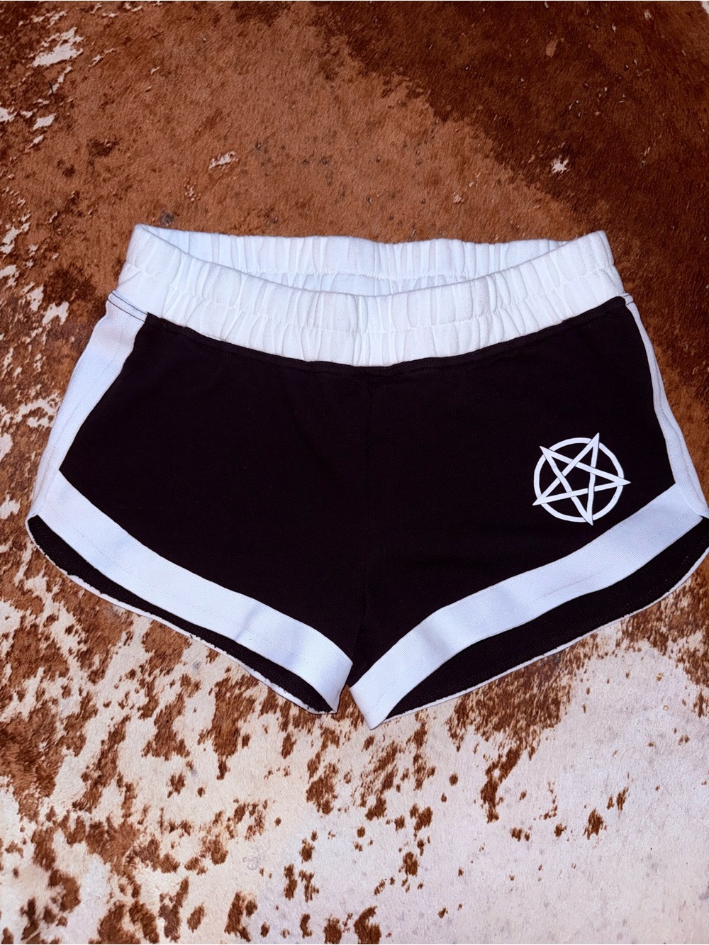Body Rage by Spencer’s Black & White Women's Shorts with Contrast Trim pentagram